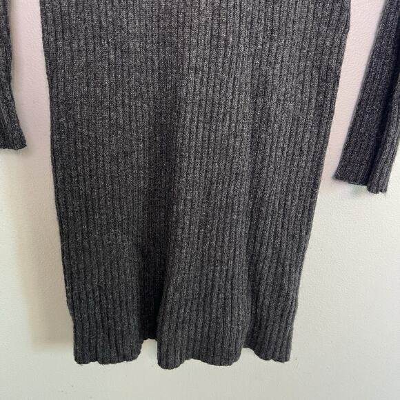 Paul Costelloe Wool Alpaca Long Sleeve Cable Knit Sweater Dress Gray Sz L Ribbed - Picture 3 of 12